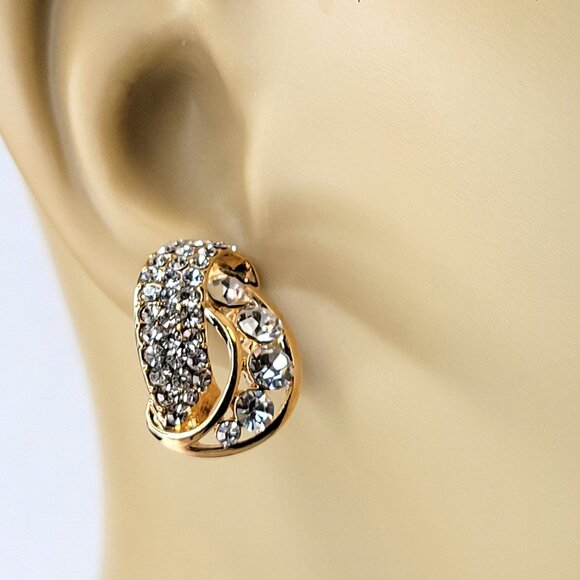 Elegant Crystal Gold Earrings - Picture 5 of 10